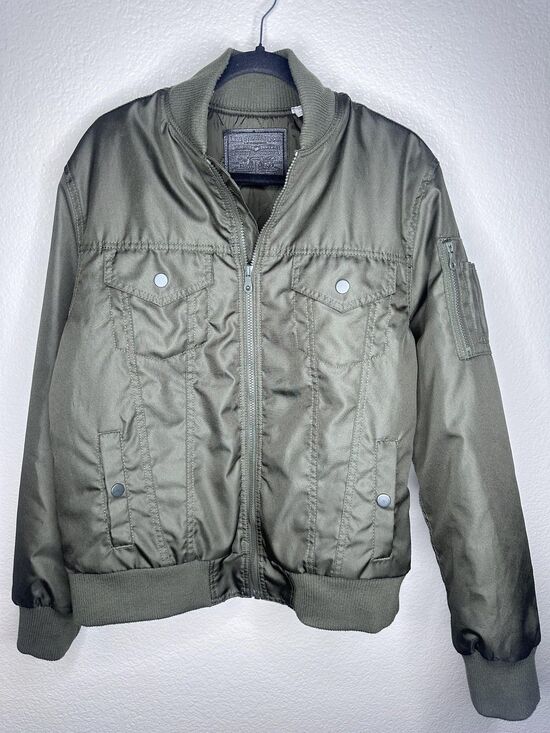 Levi's Other - Levi Jacket Mens Large Green Bomber Quilted Zip Pockets Insulated Ribbed Hem